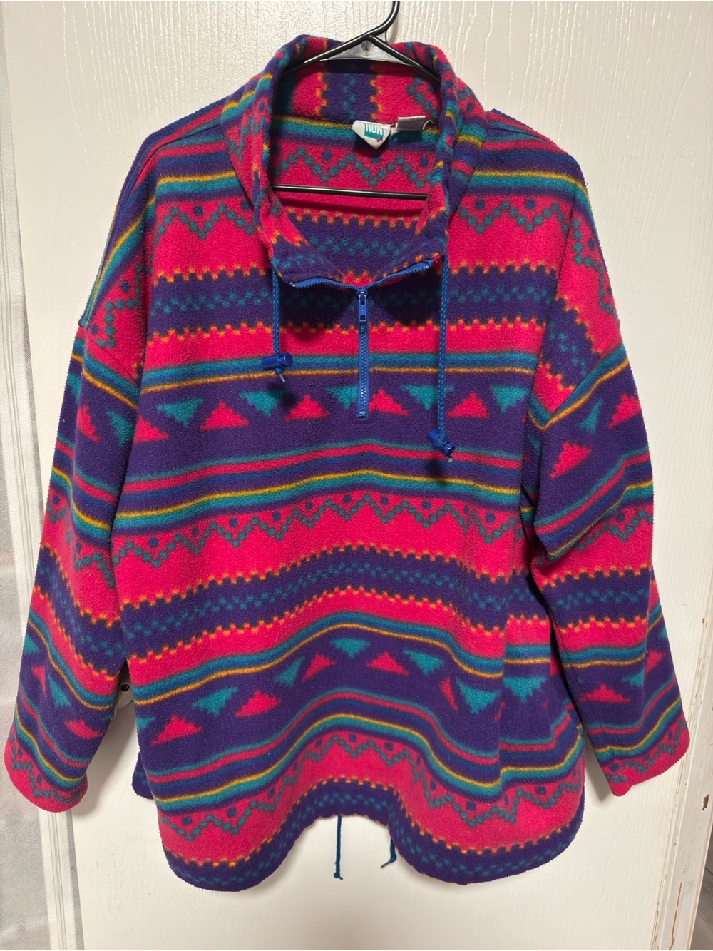 Vintage 90s First Run Colorful Geometric Fleece Pullover